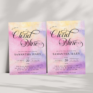 Convites Chá de fraldas Nine da Nuvem de Pastel Moderno da 