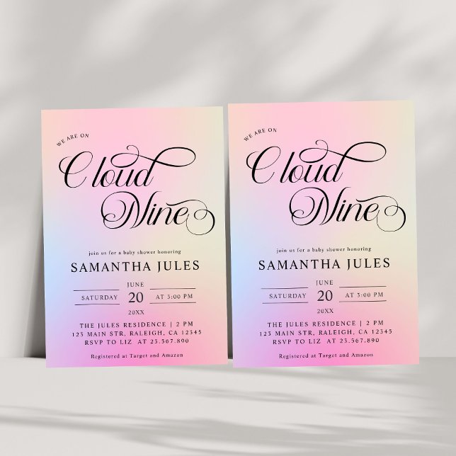 Convites Chá de fraldas Nine da Nuvem de Pastel Moderno da  (Criador carregado)