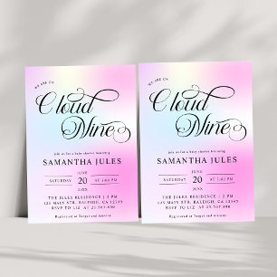 Convites Chá de fraldas Nine da Nuvem de Pastel Moderno da 