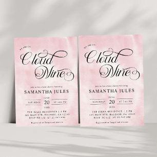 Convites Chá de fraldas Nine da Nuvem Rosa Cor-de-Água Mode