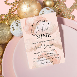 Convites Chá de fraldas Nine Sky Pink da Nuvem de Aquarela