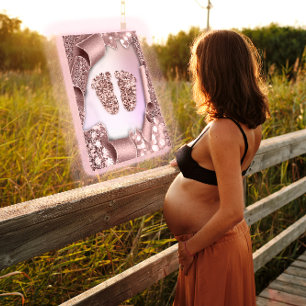 Convites Chá de fraldas Novo Garota Gelado De Pés Rosa Pa