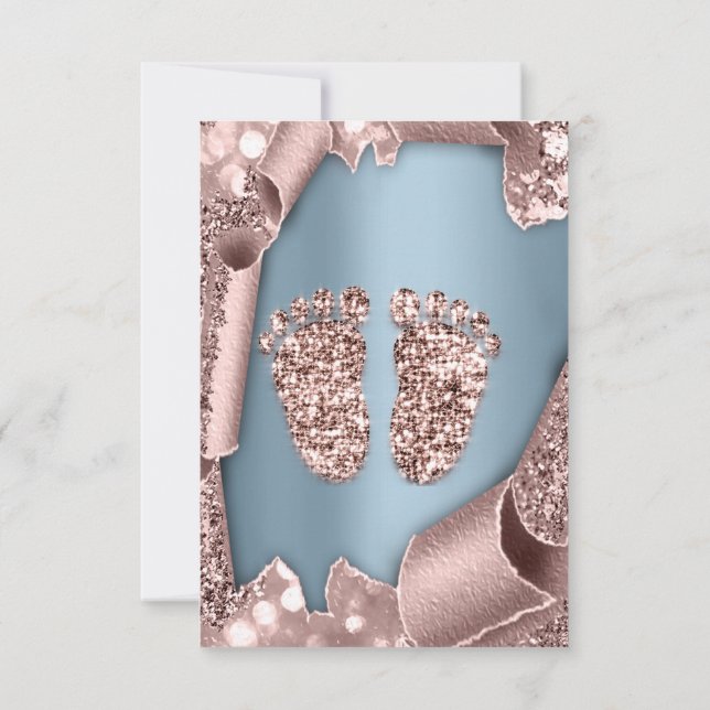 Convites Chá de fraldas Novo Menino Glama Rosa Azul 3D (Verso)