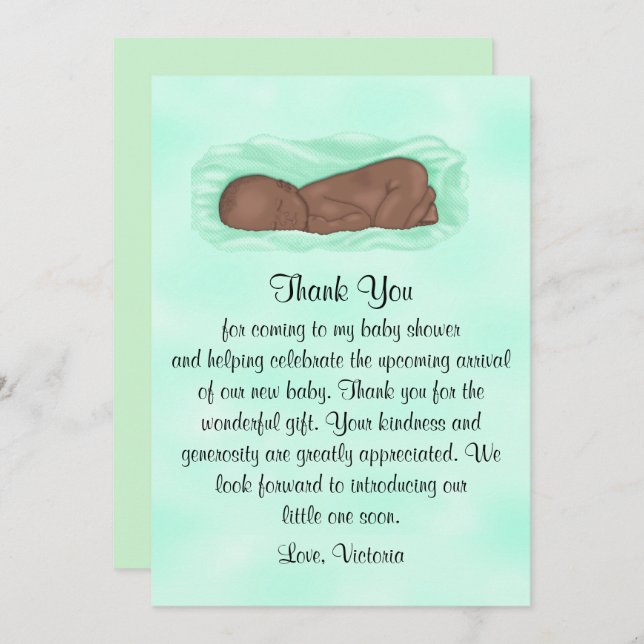 Convites Chá de fraldas Obrigado Gênero Étnico Neutro (Frente/Verso)