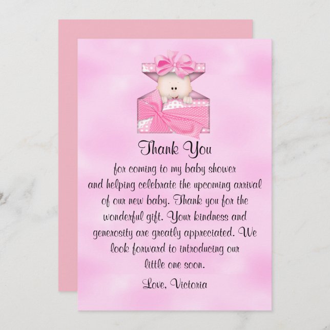 Convites Chá de fraldas Obrigado Menina (Frente/Verso)