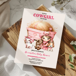 Convites Chá de fraldas Ocidental de Cowgirl Rosa