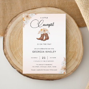 Convites Chá de fraldas Ocidental de Garota Floral Rosa