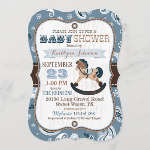 Convites Chá de fraldas ocidental do cavalo de balanço do