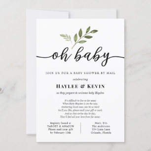 Convites Chá de fraldas "Oh Baby" Por Correio