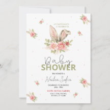 Chá de fraldas Orejas de Conejo Rosa y Flores