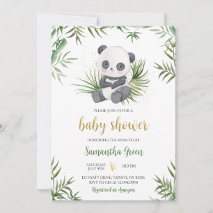 Convites Chá de fraldas Panda Bamboo