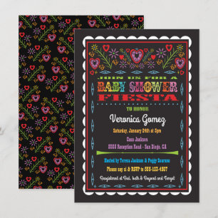 Convites Chá de fraldas Papel Picado Mexicano Fiesta