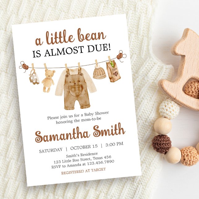 Convites Chá de fraldas para Criação de Café (Coffee Little Bean Baby Shower Invitation)