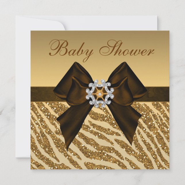 Convites Chá de fraldas para Impressão e Bling de Zebra Dou (Frente)