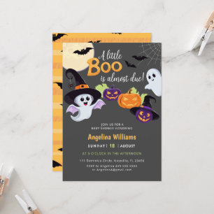 Convites Chá de fraldas para o Pequeno Boo Halloween.