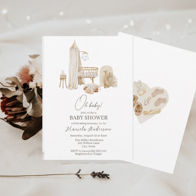 Convites Chá de fraldas para Portáteis Modern Boho (Criador carregado)