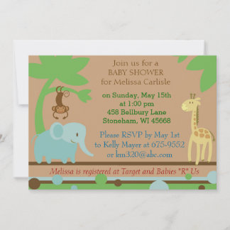 Convites Chá de fraldas para tema Selva ou Zoo