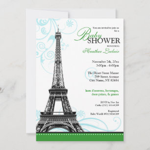 Convites Chá de fraldas parisiense de Torre Eiffel de Mod