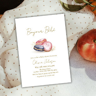 Convites Chá de fraldas Pastel Bonjour Bébé francês Macaron