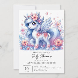 Convites Chá de fraldas Pastel Cute Unicorn