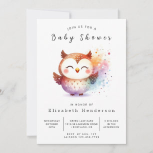 Convites Chá de fraldas Pastel Online Owl