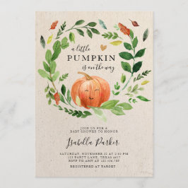 Convites Chá de fraldas Pequeno Pumpkin Cai Em Verde Russo
