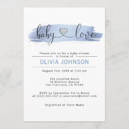Convites Chá de fraldas Personalizado Baby Love Blue White