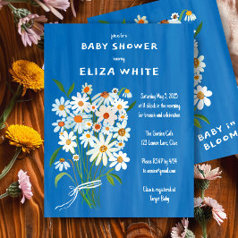 Convites Chá de fraldas Personalizado de Buquê de margarida