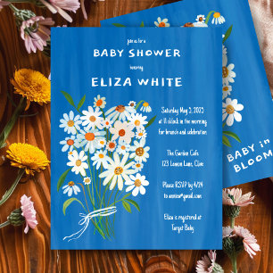 Convites Chá de fraldas Personalizado de Buquê de margarida