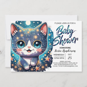 Convites Chá de fraldas Personalizado de Cat Watercolor