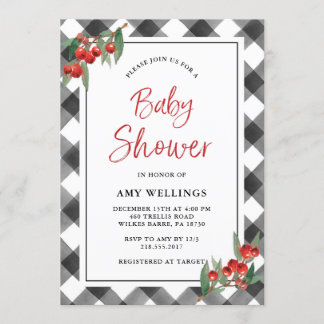 Convites Chá de fraldas Personalizado de Xadrez Preta de Ve