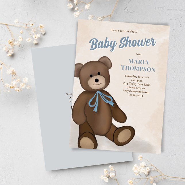 Convites Chá de fraldas Personalizado do Enfermeiro de Vint (Cute Teddy Bear Baby Shower Invitations.)