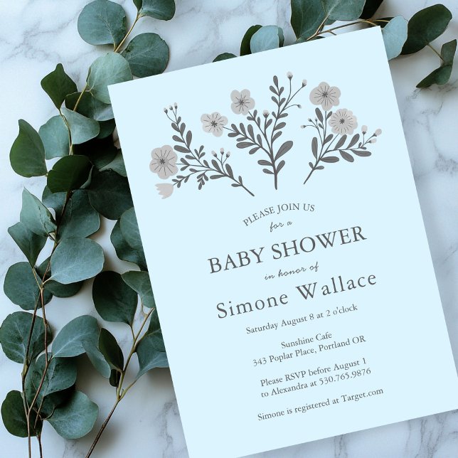 Convites Chá de fraldas PERSONALIZADO Hic do Dacil Florals  (Dainty Florals Elegant Chic CUSTOM BABY SHOWER Invitation
)