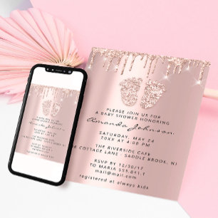 Convites Chá de fraldas Pés-Brilhante Pink Drivers Photo 