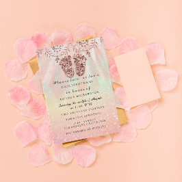 Convites Chá de fraldas Pés Garota Rosa Real