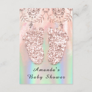 Convites Chá de fraldas Pés-Prata Garota Real Holográfic