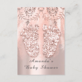 Convites Chá de fraldas Pés Silver Girl Royal Rosa Glitter