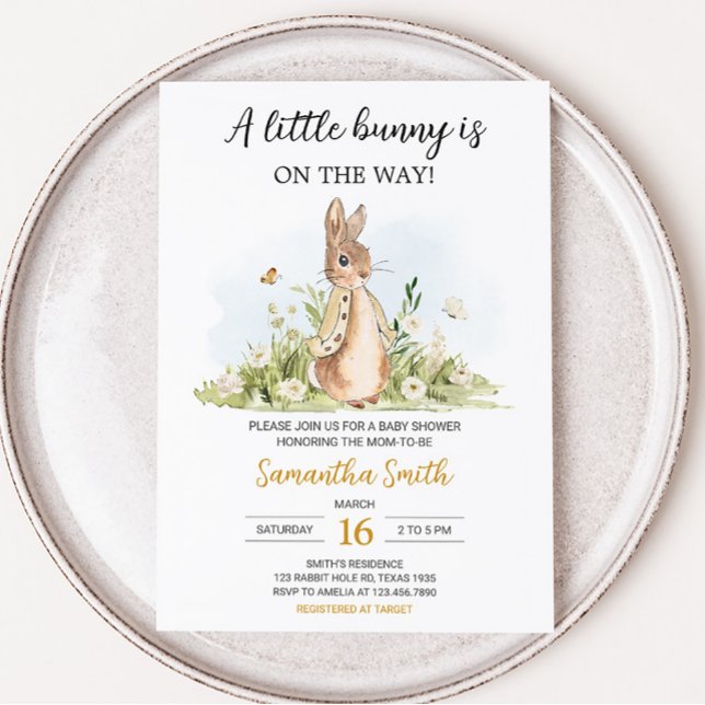 Convites Chá de fraldas Peter Rabbit (Rabbit Gender Neutral Baby Shower Invitation)