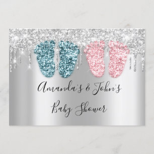 Convites Chá de fraldas pica prata penteado gêmeos beija mo