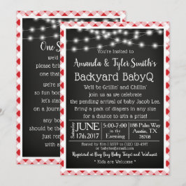 Convites Chá de fraldas Picnic BabyQ Chalkboard Red Gingham