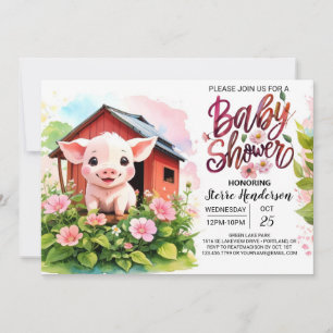 Convites Chá de fraldas Piggy's Pink Paradise Boho