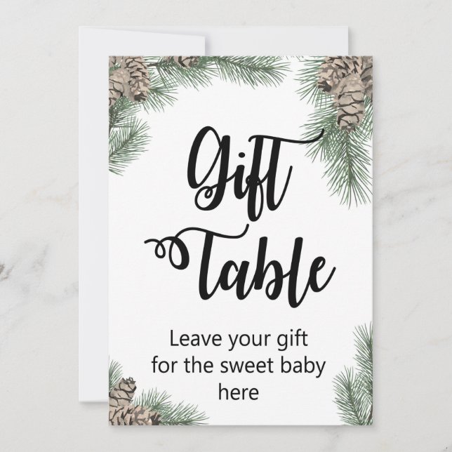 Convites Chá de fraldas Pinecone de inverno Tamanho 5x7" (Frente)