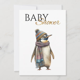 Convites Chá de fraldas Pinguim Personalizado