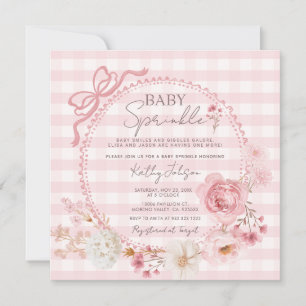 Convites Chá de fraldas Pink Arco Coquette Baby Sprinkle