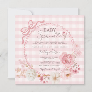 Convites Chá de fraldas Pink Arco Coquette Baby Sprinkle