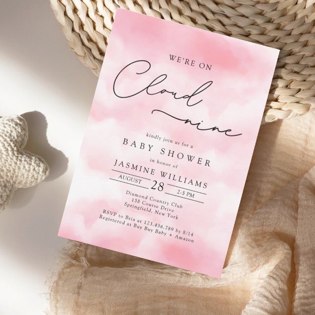 Convites Chá de fraldas PinK Cloud Nine (Criador carregado)