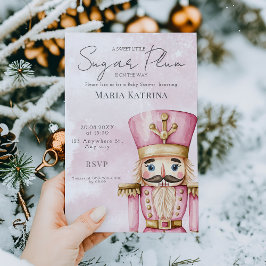 Convites chá de fraldas Pink Nutcracker de aquarela Natal