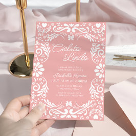 Convites Chá de fraldas Pink Papel Picado Mexicano