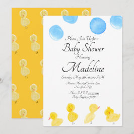 Convites Chá de fraldas Pintado por Aquarela de Pato de Bor