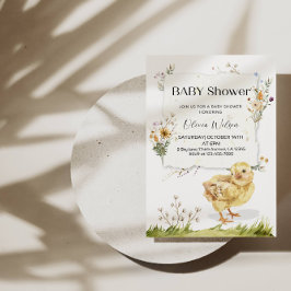 Convites "Chá de fraldas Pintinho doce | Fazenda Adorável